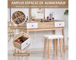 Kaptafel – Make-Up Tafel – Schminktisch – Slaapkamermeubel – Opbergruimte – 2 Lades – Zachte Kruk - 100 x 45 x 118 cm