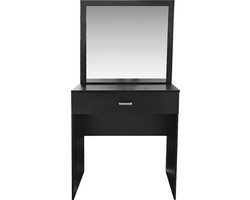 Kaptafel - make up visagie opmaaktafel - toilettafel - met grote spiegel - zwart