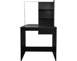 Kaptafel - make up visagie opmaaktafel - toilettafel - met spiegel - zwart