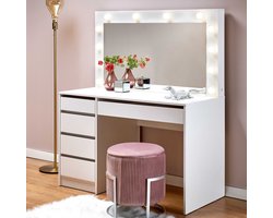Kaptafel / Make-uptafel Charme wit 120 cm breed met spiegel en led