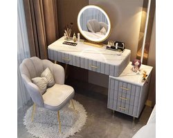 Kaptafel, Make-Uptafel Met 5 Lades, Tafel Met Spiegel En Led-Verlichting, 3 Verlichtingsmodi, Make-Uptafel, Multifunctionele Make-Upschrijftafels