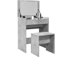 Kaptafel met Kruk - Make-up Tafel - Slaapkamer Inrichten - Inclusief Wandbevestiging - 60x40x1135 cm - Beton Grijs
