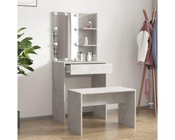 Kaptafel met LED - Make-up tafel Schminktafel - Snel Klaarmaken - Spiegel met Verlichting