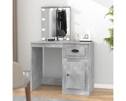 Kaptafel met LED - Make-up tafel Vanity set - Schoonheidsroutine - Asymmetrisch design - 90x50x1325 cm - Beton Grijs