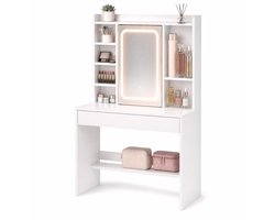 Kaptafel met LED Spiegel – Make Up Tafel - Veel Opbergruimte – Dimbaar – Monza Home®