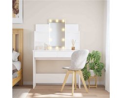 Kaptafel met LED-verlichting 96x40x142 cm wit