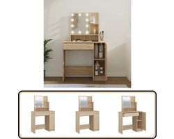 Kaptafel met LED-verlichting - Sonoma Eiken Kaptafel - Make-up Tafel - Dressing Table - Led Verlichting - Sonoma Eiken