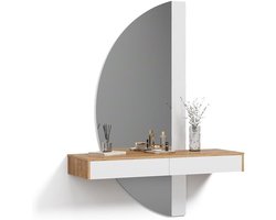 Kaptafel met licht - Cosmeticatafel meubel - Make-up aanbrengen - Hangend design met spiegel - 120 cm breed - Wit