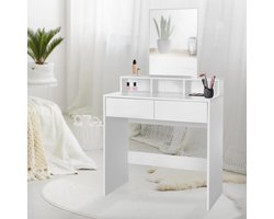 Kaptafel met Rechthoekige Spiegel 80x40x140 cm Wit ML-Design