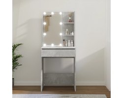 Kaptafel met spiegel en verlichting - Make up tafel - Make up - Toilettafel -Met lades - 60 x 40 x 140 cm - Betongrijs