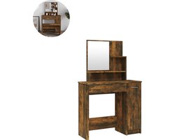 Kaptafel met spiegel - Make up tafel - Make up - Toilettafel - Met lades - 86,5x35x136 cm - Gerookt Eikenkleurig