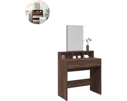 Kaptafel met spiegel - Make up tafel - Make up - Toilettafel - Met lades - Bruin