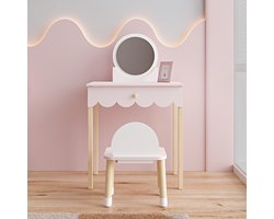 Kaptafel met stoel Vestnes 93x56x36 cm roze en wit [en.casa]
