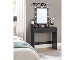 Kaptafel met Verlichte Spiegel, Instelbare Helderheid, Makeup Tafel Zwart