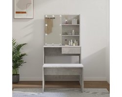 Kaptafel Set - Kapmeubel Vanity - Make-up Aanbrengen - Geïntegreerde LED Verlichting - 78 x 365 cm - Beton Grijs