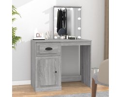 Kaptafel Set - Make-up Tafel Bureau - Slaapkamer Meubels - Geïntegreerde LED Verlichting - 90x50x132.5 cm - Grijs Sonoma