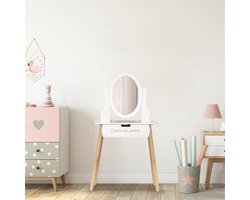 Kaptafel - Shminktafel - Opmaaktafel incl. Spiegel - 109 cm hoog - Toilettafel - Meisjes - Kinderkamer
