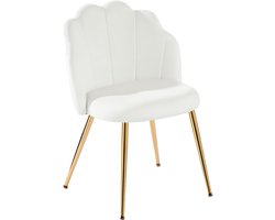 Kaptafel Stoel - Comfortabele Fauteuil - Kamer Decoratie - Elegante Schelpvorm - 57.5x53.5x81 cm - Wit