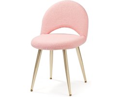 Kaptafel Stoel - Kapstoel Ijdelheidskruk - Comfortabel Zitten - Verstelbare Rugleuning - 49.8 x 44.5 x 77 cm - Teddy-Roze