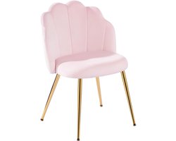 Kaptafel Stoel - Make-up Stoel - Comfortabel Zitten - Elegante Schelpvorm - 57.5x53.5x81 cm - Roze