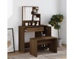 Kaptafelset | Make-up tafel | Cosmetica tafel 86,5x35x136 cm bruineiken