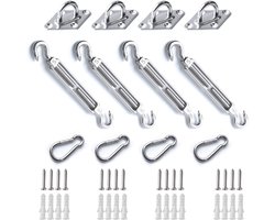 Karabijnhaak - Sleutelhanger Karabijnhaak - Sleutelhanger - Schaduwdoek Montageset - Roestvrij staal - Set van 4, Zilver