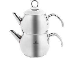 Karaca Adelya Theepotset Klein - RVS - 0,65L + 1,1L - Inductie - Dubbele Theeketel