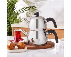 Karaca Belinay - Theepot RVS – 2,6 Liter – Inductie Geschikt – Zilver/Zwart – Vaatwasserbestendig
