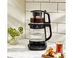 Karaca Caysever Caydanlik - Turkse Theepot Elektrisch -Theepot met spraak functie-Chrome