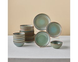 Karaca Cora Reactive - Serviesset 24 Delig – 6 Personen – Stoneware – Reactive Glaze – Dinerset met Kommen