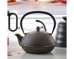 Karaca Dark Gold - Gietijzeren Theepot - 900 ml - Inductie Geschikt - Zwart/Goud - Cast Iron Theepot