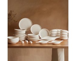 Karaca Earth Collection Clay - 55-delige Porseleinen Serviesset – 12 Personen – Wit – Rond – Vaatwasser- & Magnetronbestendig