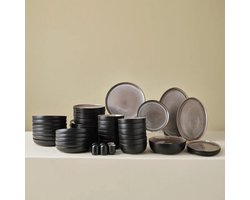 Karaca Earth Collection Galactic Serviesset – 59-delig – 12 Personen – Stoneware – Reactive Glaze – Zwart/Wit