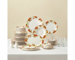 Karaca Elegance Bone Montebello - Serviesset – 60-delig – 8 Personen – Bone China – Goud – Tafelservies
