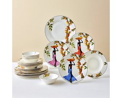 Karaca Elegance Bone Samira - 24-delige Serviesset – 6 Personen – Bone Porselein – Wit met Goud – Luxe Servies