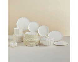 Karaca Fine Pearl Extra Shell Gold - 55-delige Serviesset – 12 Personen – Fine Pearl Porselein – Goud – Luxe Servies