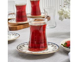Karaca Florus – 12-delige Theeset – 6-Persoons – met Onderzetters