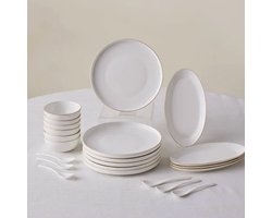 Karaca Forever Fika - New Bone Ontbijtset 22-delig - 6 Personen - Goud - Borden, Kommen en Schalen