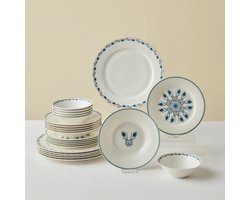 Karaca Forever Iznik - 24-delige New Bone Serviesset – 6 Personen – Multicolor - Luxe Dinerset