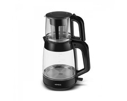 Karaca Glass Tea XL - 2-in-1 Glazen Theemaker – Glanzend Zwart