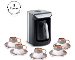 KARACA Hatır Roast Turks koffiezetapparaat, antraciet, 5 kopjes, veel schuim, 535 W, spraakwaarschuwingssysteem, lichtwaarschuwingssysteem, maatlepel, eenvoudige reiniging