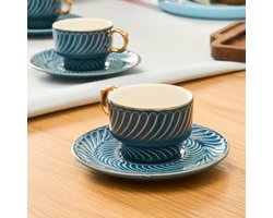 Karaca Olympian – 90 ml – 6-delige Koffieset – Blauw
