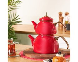 Karaca Retro Emaille Rode Theepot