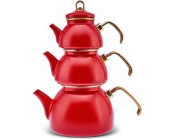 karaca Retro - Rode 3D Theepot - Emaille - 2300 ml