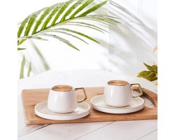 Karaca Saturn theeservies voor 2 personen, 2 theekopjes, porselein, voor koffie, thee, melk, Turkse koffie-espresso-set, Turkse traditionele koffiekopjes
