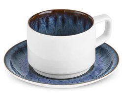 Karaca Sotra 12-delige Theekop en Schotel Set voor 6 Personen – 225 ml – Reactive Glaze – Keramiek – Multicolor – Vaatwasserbestendig