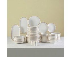 Karaca Stream New Saturn - 53-Delige Serviesset voor 12 Personen – Wit/Goud – New Bone