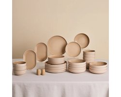 Karaca Terra 36-Delig Servieset – Creme – 8 Personen – Stoneware Dinerset – Dinerborden, Kommen en Dessertborden