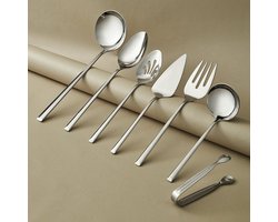 Karaca Tivoli - Serveerbestekset 7-delig - RVS Serveerset - Zilver - Vaatwasserbestendig - Inclusief Opbergdoos