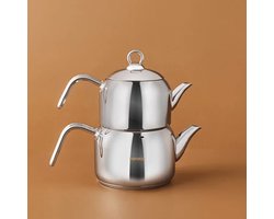 Karaca Urban Midi Theepotset RVS – 1350 ml / 1950 ml – Inductie Geschikt – Metaal kleurig – Roestvrij Staal